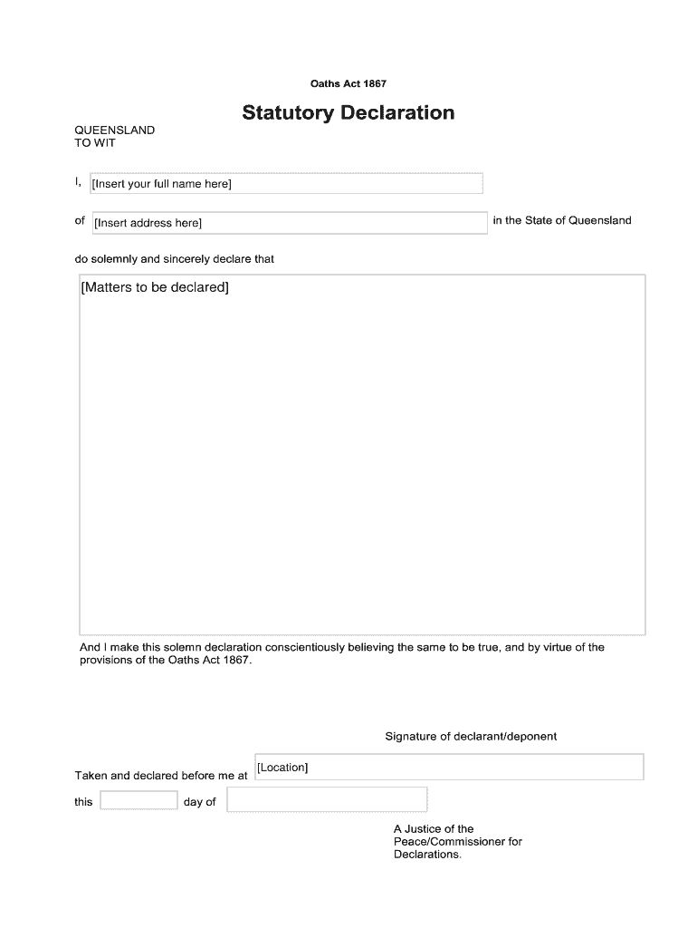 Statutory Declaration Form Qld